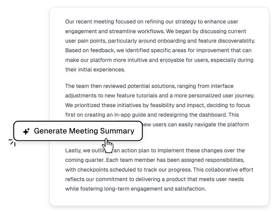 AI meeting summary generated by your AI assistant